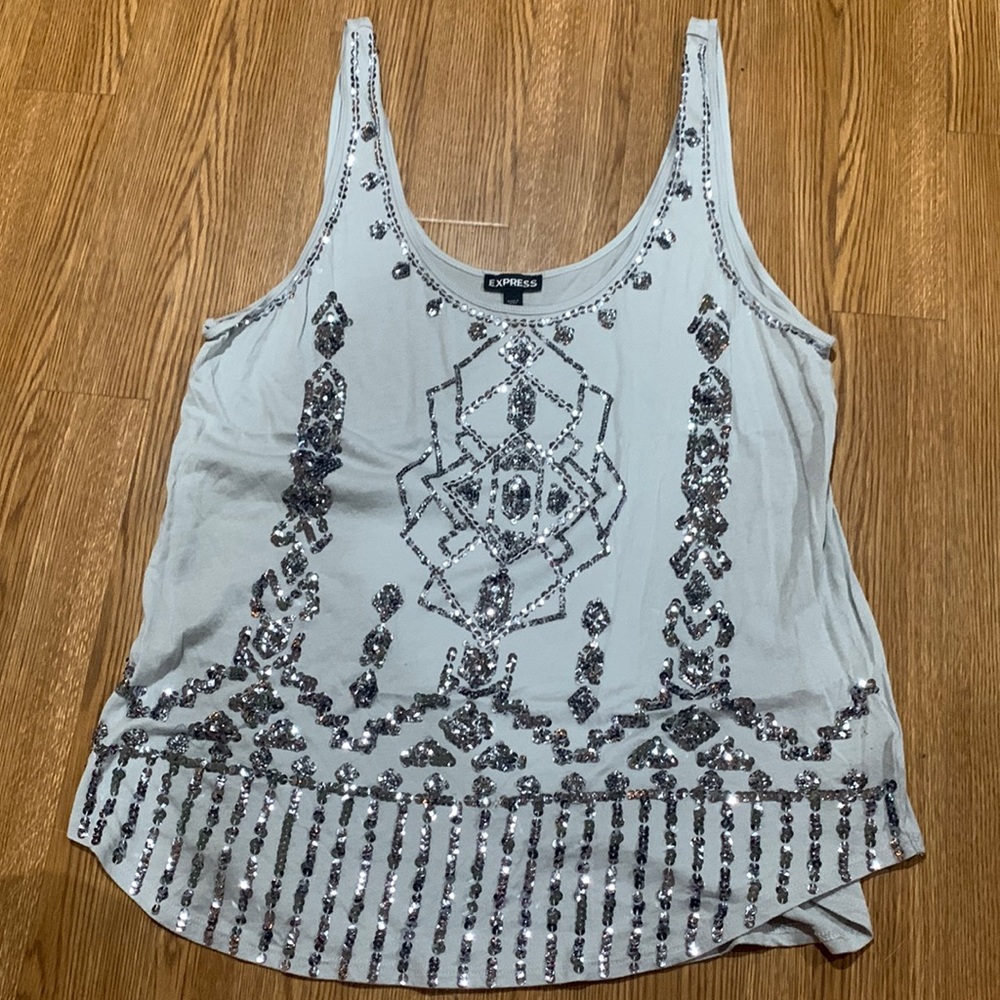 Silver sequin tank top from Express.